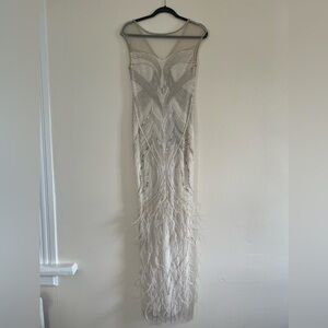 Parker Black Long Sequin feather detail dress